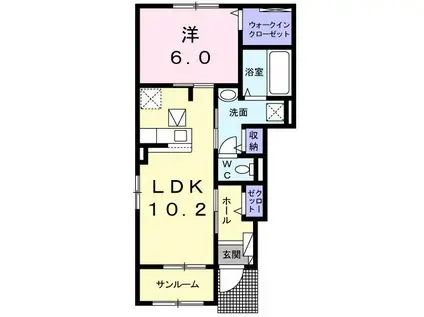 アロームクロレ I(1LDK/1階)の間取り写真