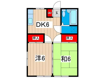 富山マンション(2DK/1階)の間取り写真