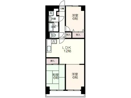 クレスト西船(3LDK/2階)の間取り写真