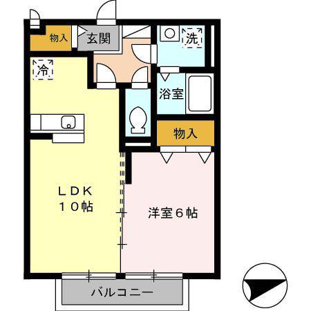 リーベン ルーチェII(1LDK/1階)の間取り写真