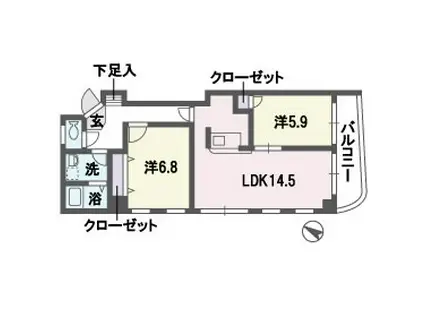 エムロード平尾(2LDK/5階)の間取り写真