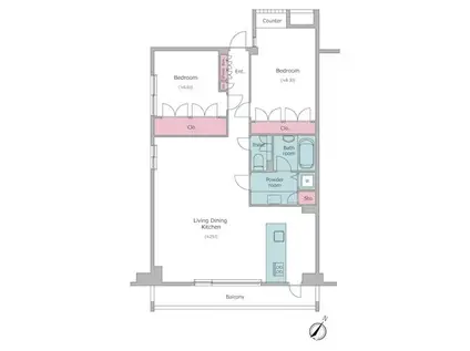 レジディア北新宿(2LDK/3階)の間取り写真