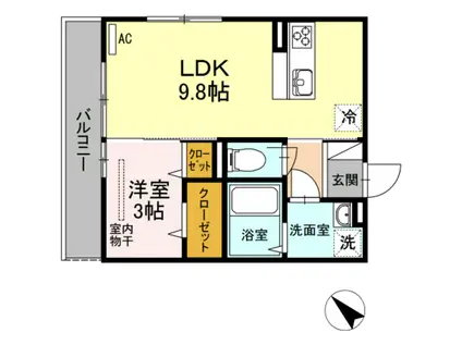 LUCE(1LDK/2階)の間取り写真