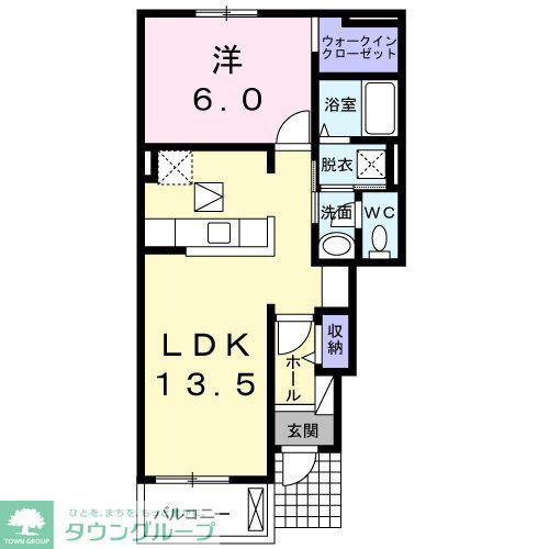 ナリッシュIII(1LDK/1階)の間取り写真