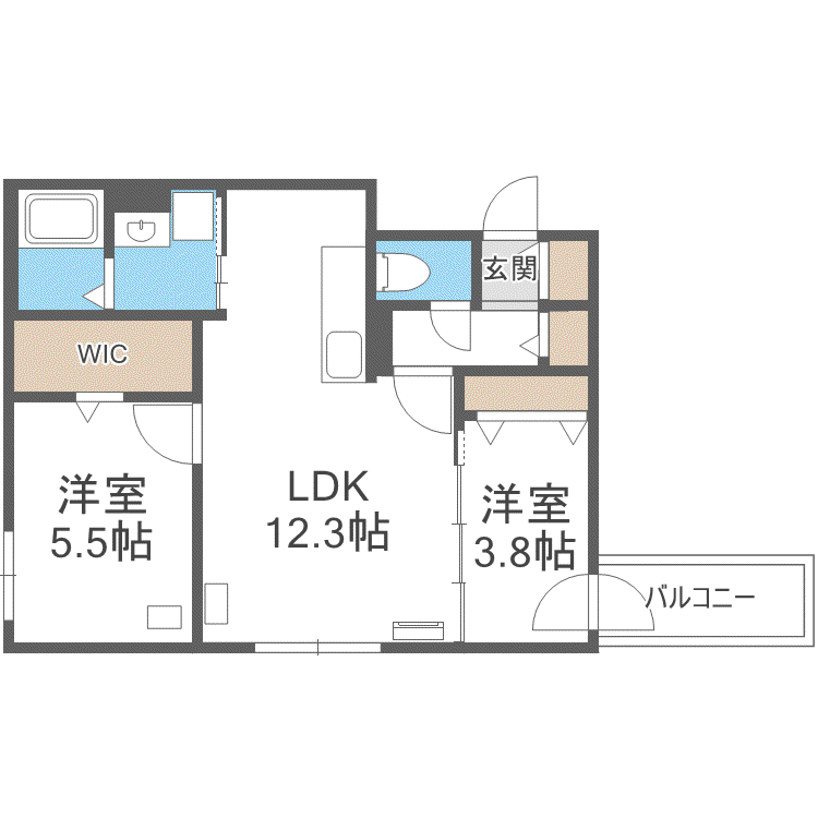 プレシャスハッサムミナミ(2LDK/3階)の間取り写真