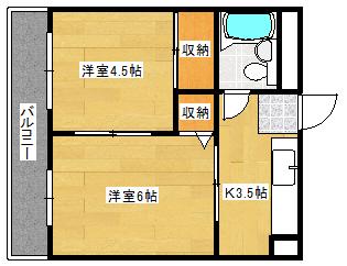 コムメイトマンション(2DK/2階)の間取り写真
