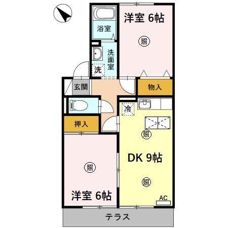 ファミール東(2DK/1階)の間取り写真