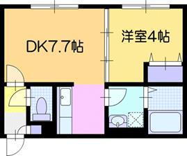 ストリート12(1DK/2階)の間取り写真