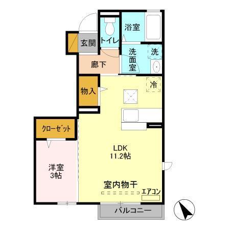 ARIETTA(1LDK/1階)の間取り写真