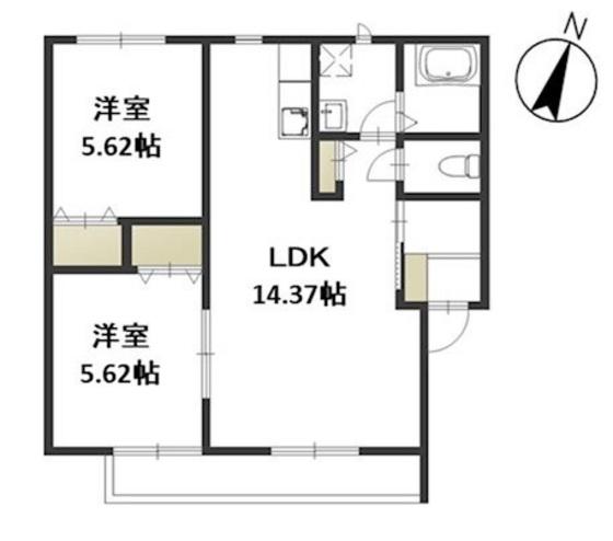 サンパティオ大福II(2LDK/2階)の間取り写真