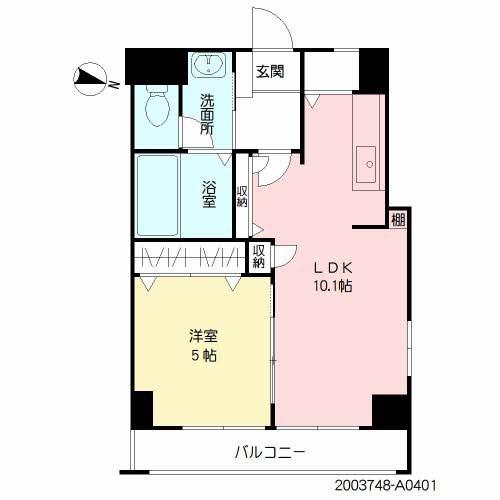 E・MAISON NISHIJIN(1LDK/4階)の間取り写真