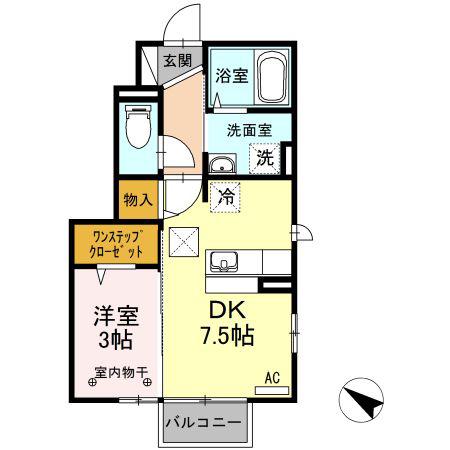 プティ・アンジュ(1DK/1階)の間取り写真