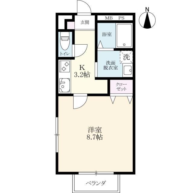 アムールKOYU(1K/2階)の間取り写真