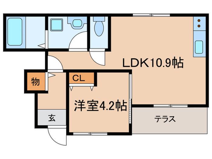 プティ・ボヌールIII(1LDK/1階)の間取り写真