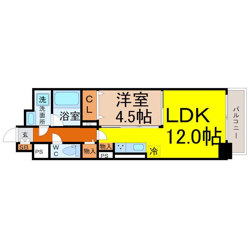 アロームドゥジョア(1LDK/10階)の間取り写真