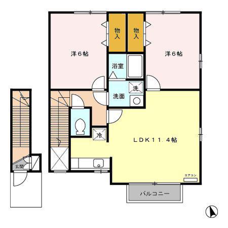 トップヒル泉II(2LDK/2階)の間取り写真