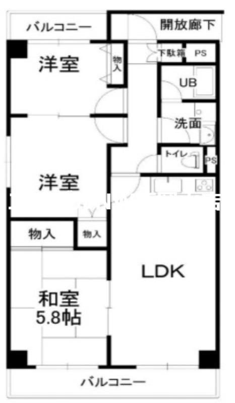 アリベ国富II(3LDK/2階)の間取り写真