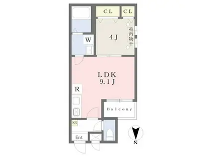 CHERIM柴田(1LDK/3階)の間取り写真