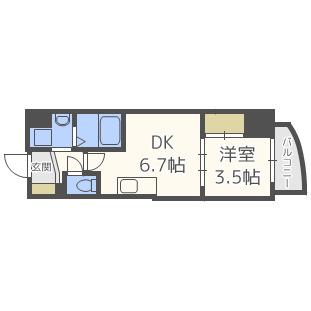 SERENITE堺筋本町SUD(1DK/8階)の間取り写真