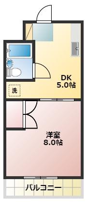 スカイコート三門(1DK/2階)の間取り写真