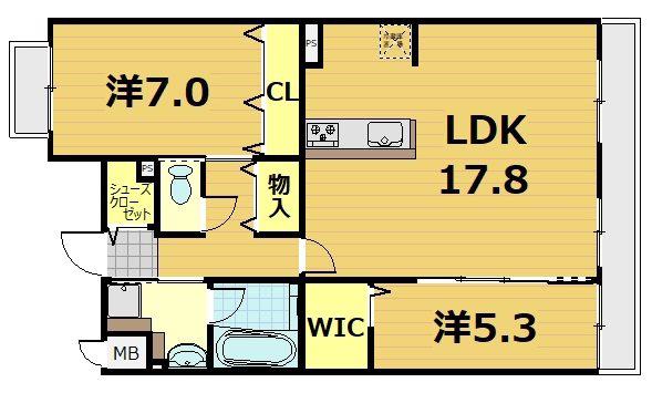 BRANCHE MOMOYAMA(2LDK/1階)の間取り写真
