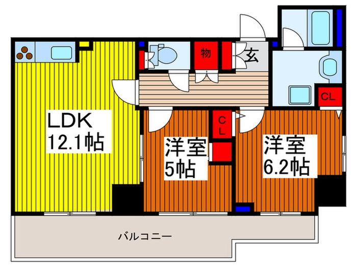フェリーチェ川口(2LDK/4階)の間取り写真