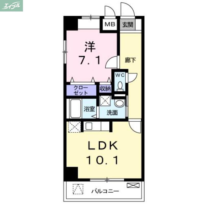 CUORE(1LDK/4階)の間取り写真