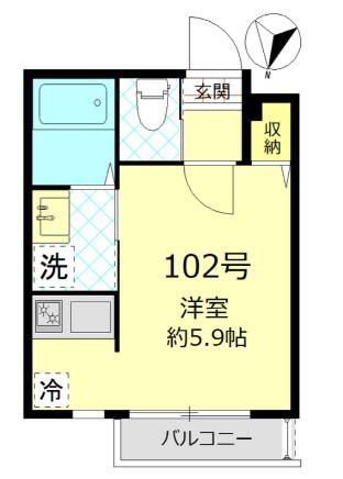 REMASA大井町(ワンルーム/1階)の間取り写真