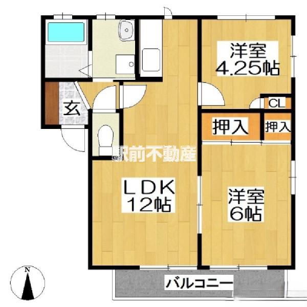 フェリース成和(2LDK/2階)の間取り写真