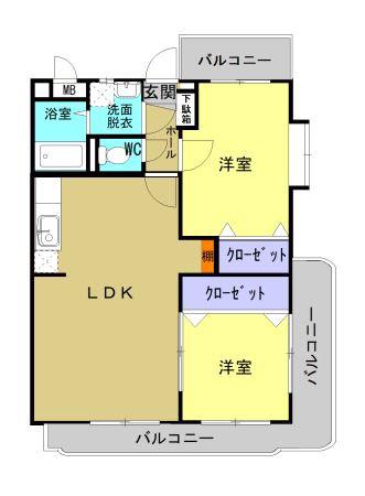 ベルメゾン秀(2LDK/3階)の間取り写真
