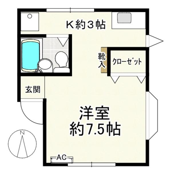 パークハイツSHIMA(ワンルーム/1階)の間取り写真
