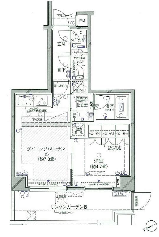 ピアース虎ノ門(1DK/1階)の間取り写真