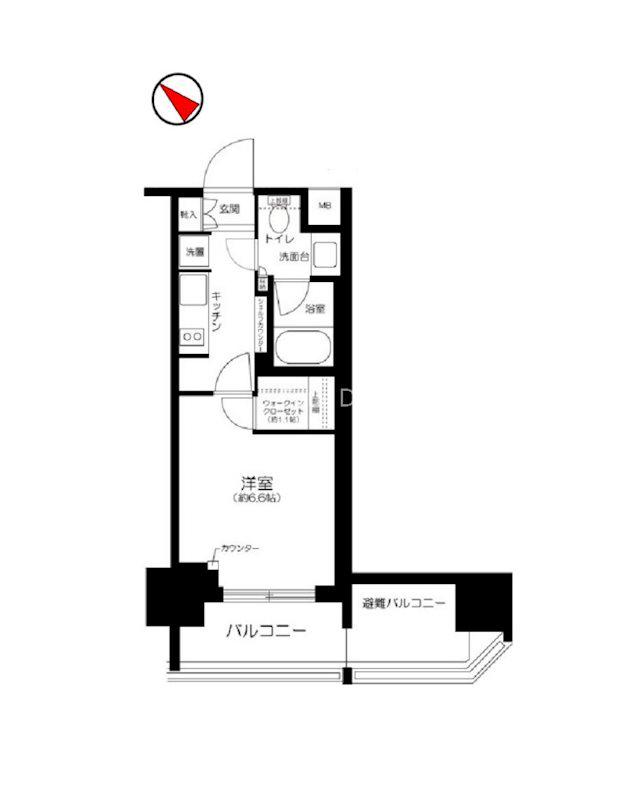 パークリュクス東麻布MONO(1K/7階)の間取り写真