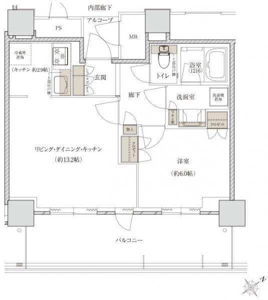 THE TOWER HIRAKATA(1LDK/12階)の間取り写真