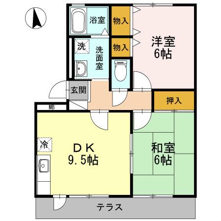 アチチュード(2DK/2階)の間取り写真