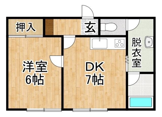 ショコラ1039(1DK/1階)の間取り写真