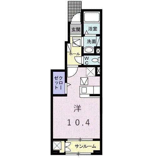 ベルフラワー II(ワンルーム/1階)の間取り写真