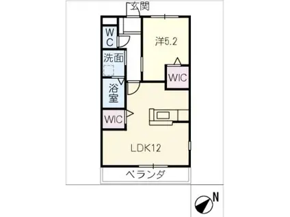 シトリンII(1LDK/2階)の間取り写真