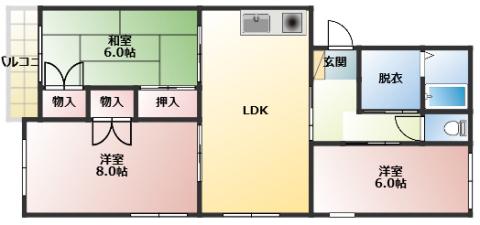 グランパル21 A(3LDK/2階)の間取り写真