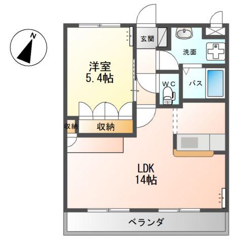 サンクエトワール(1LDK/2階)の間取り写真