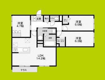 ハイテラス千里山(3LDK/1階)の間取り写真