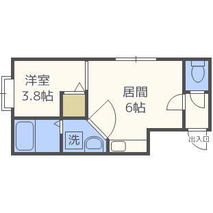 サザンクロス宮の沢(1DK/3階)の間取り写真