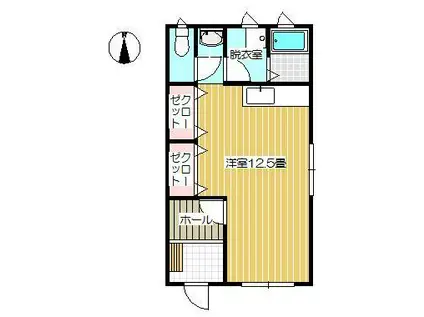 わくわくコーポ(ワンルーム/1階)の間取り写真