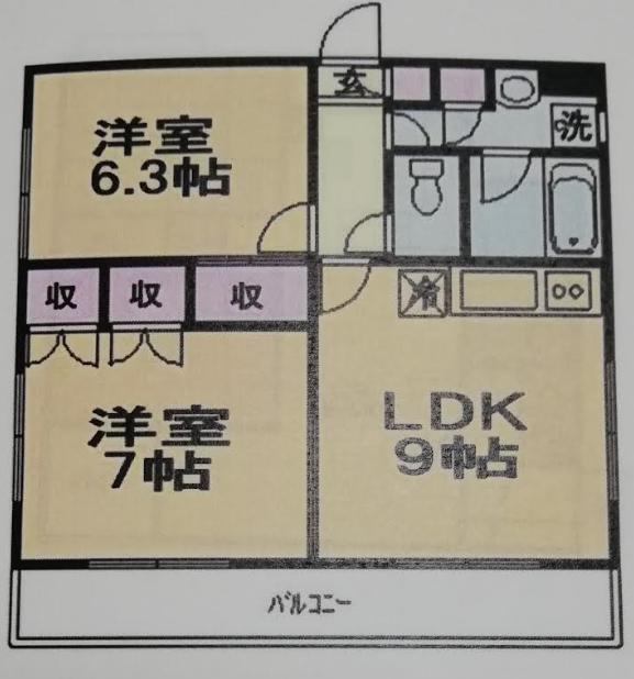 第2FMクレセントマンション(2LDK/3階)の間取り写真