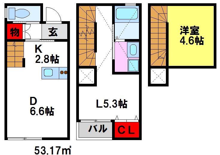 プレミアム宿町(1LDK/1階)の間取り写真