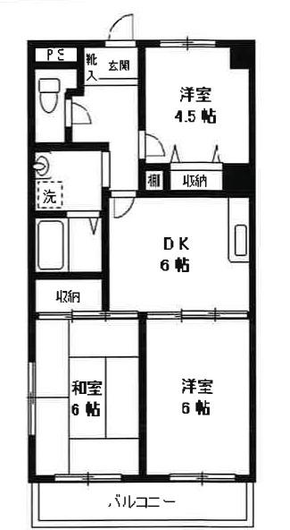 ペレンゼ原(3DK/5階)の間取り写真