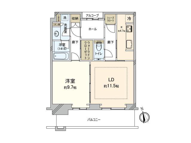 グラングリーン大阪 THE ノース RESIDENCE(1LDK/11階)の間取り写真