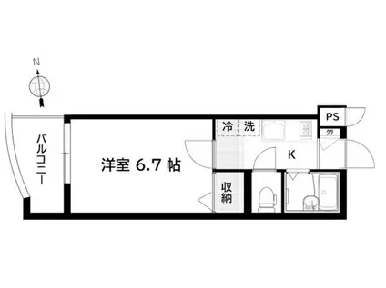 ラ・フローラ武蔵野VI(1K/2階)の間取り写真
