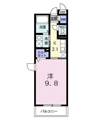 アンディアーモ小手指(1K/3階)の間取り写真