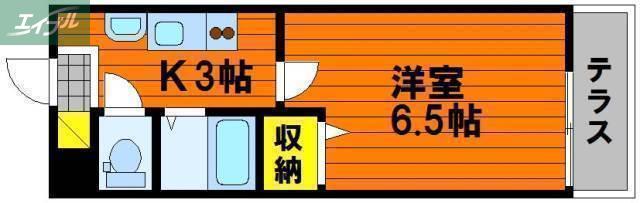 ウェーブレジデンス西川原(1K/1階)の間取り写真
